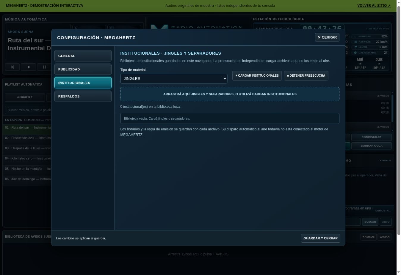 Captura real: Institucionales